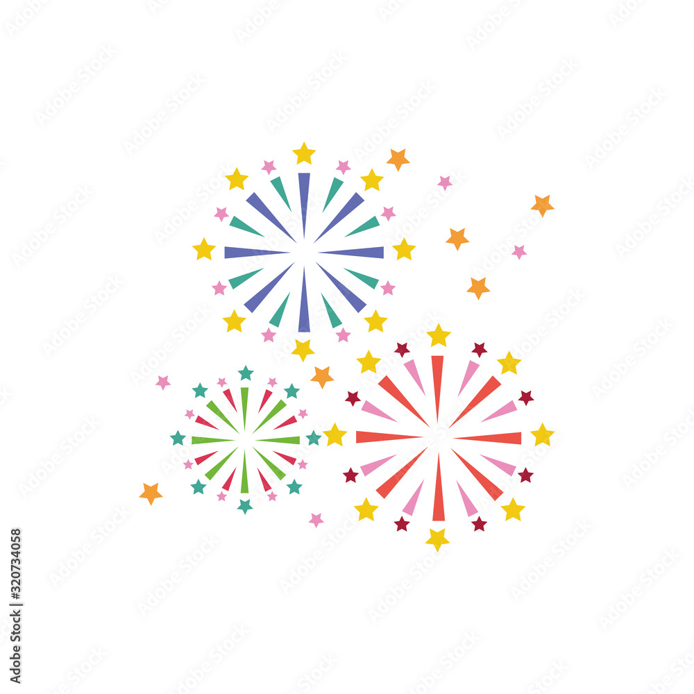 fireworks explosion circular splash with stars