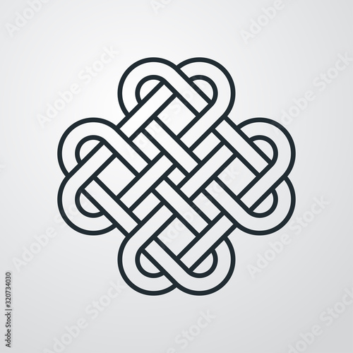 Icono plano lineal nudo chino en fondo gris