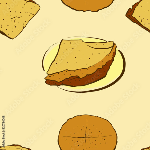 Seamless pattern of sketched Borlengo bread photo