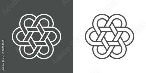 Icono plano lineal nudo chino en fondo gris y fondo blanco