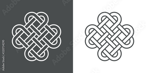 Icono plano lineal nudo chino en fondo gris y fondo blanco