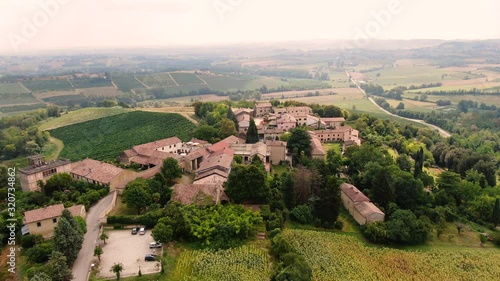 Aerial drone view of Moleto d'Ottiglio, Monferrato. Unesco world heritage photo