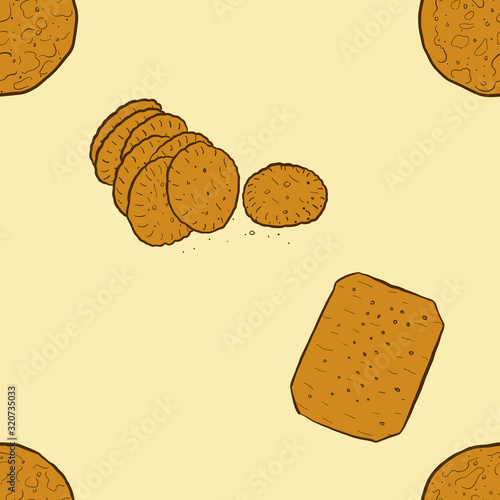 Seamless pattern of sketched Cracker bread