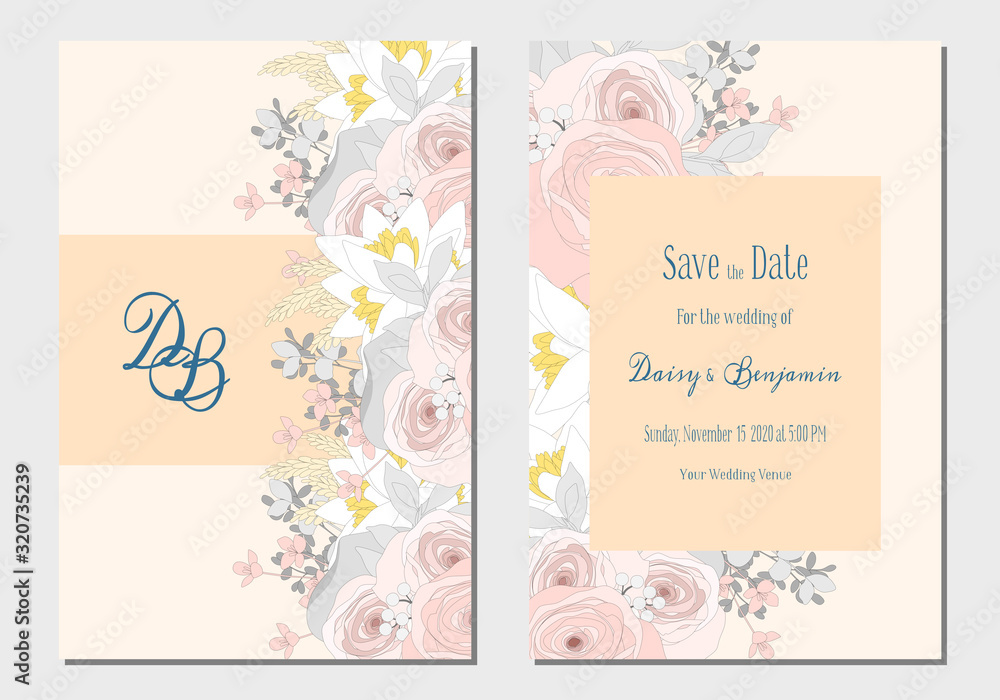 card template of flowers on peace color background  