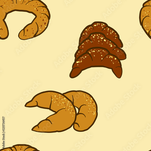 Seamless pattern of sketched Kifli bread photo