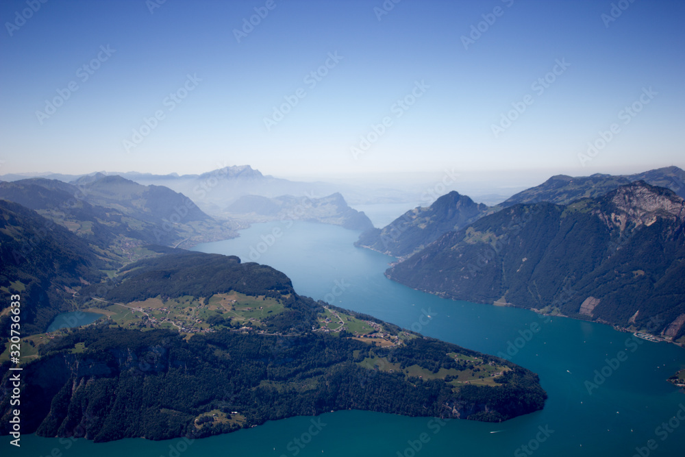 view over lake lucerne and the part of lake uri