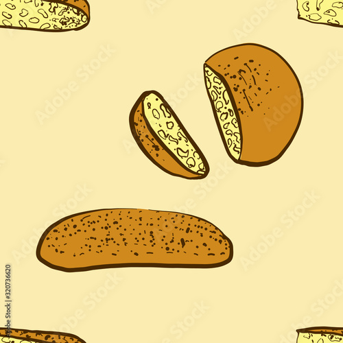 Seamless pattern of sketched Lagana bread