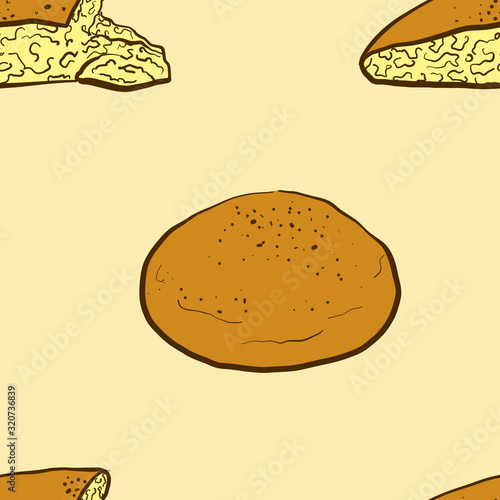 Seamless pattern of sketched Malooga bread