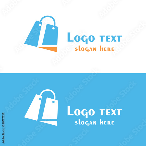 Abstract letter L with bubbles on shopping bag. Abstract shopping logo. Online shop logo.