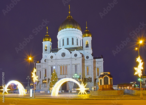 Views of Moscow from the height of the observation deck at the Cathedral of Christ the Saviour. Russia, Moscow, January 2020.
