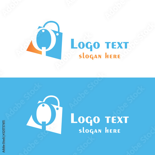 Abstract letter Q with bubbles on shopping bag. Abstract shopping logo. Online shop logo.