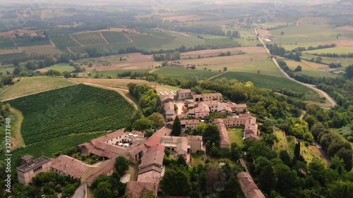 Aerial drone view of Moleto d'Ottiglio, Monferrato. Unesco world heritage photo