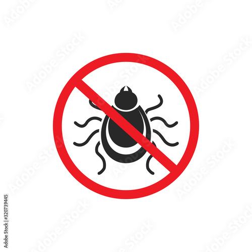 Tick parasite warning sign. Epidemic. Human mite parasite. Mite parasites.