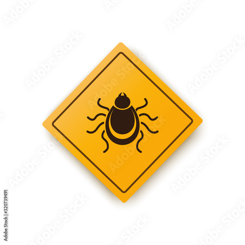 Ticks warning mite bug icon. Encephalitis parasite icon. Vector of tick warning sign