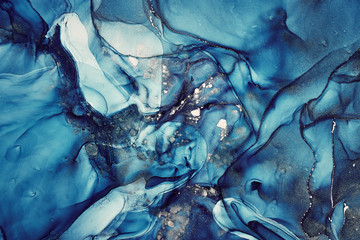 Alcohol ink colors translucent. Abstract multicolored marble texture background. Design wrapping paper, wallpaper. Mixing acrylic paints. Modern fluid art. Alcohol Ink Pattern