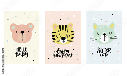 Kids cards collection with animals