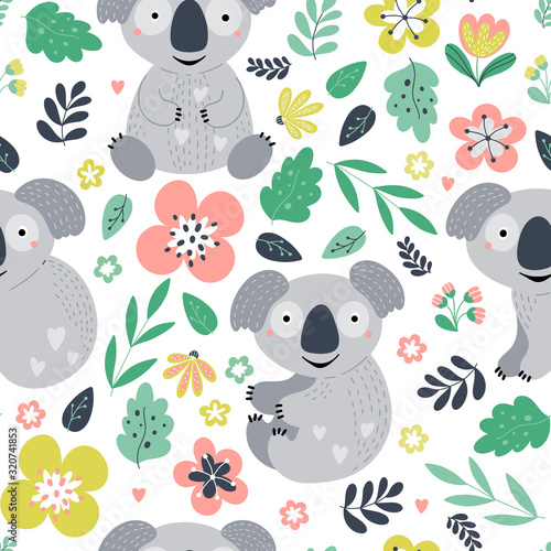 Photography Сartoon koalas background for children