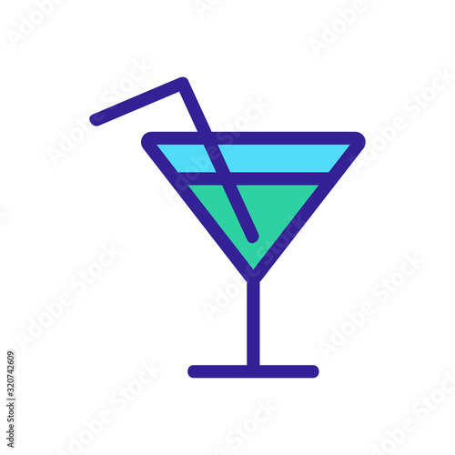 cocktail icon vector. A thin line sign. Isolated contour symbol illustration