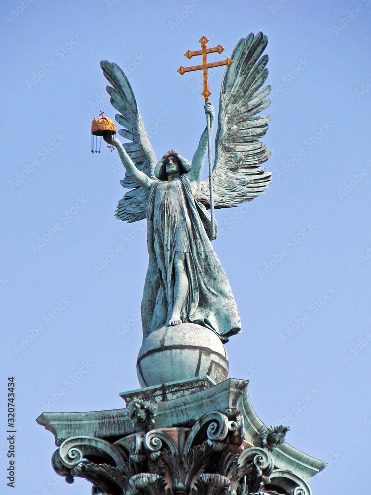 Millennium Monument on the Heroes' Square or Hosok Tere in Budapest, Hungary