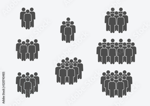 People Icon set in trendy flat style isolated on background. Crowd signs. Persons symbol for your infographics web site design, logo, app, UI. Vector illustration, EPS10
