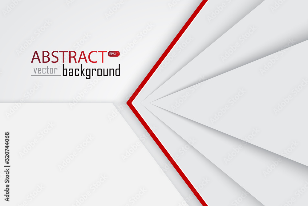 Abstract white grey and red tech geometric modern vector background on white space for text and message artwork design Illustration. Creative graphic template. Business style.