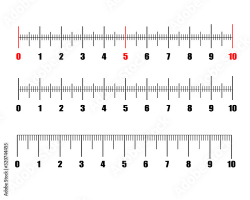 Scale for rulers. Ruler scale. Centimeters measuring scale. Vector illustration