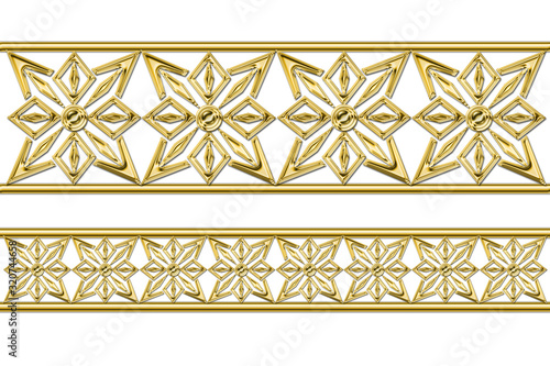 set of golden borders on a white background