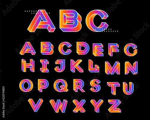 Paradox shape font. Impossible Letters. Set of vector letters constructed on the basis of paradox isometric view. Vector illustration 10 eps