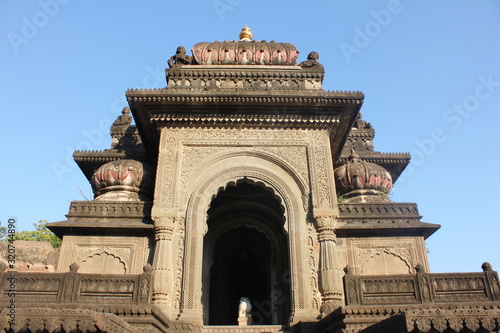 Shiva temple in Ahilyabai Holkar fort, at the Banks of Narmada River, Maheswar, Khargone, Madhya Pradesh, India photo