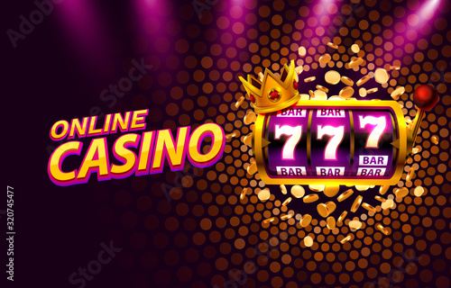 King slots 777 banner casino on the golden background.