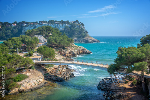 View of Cala Galdana in Menorca, mediterranean coast, Balearic islands, Spain