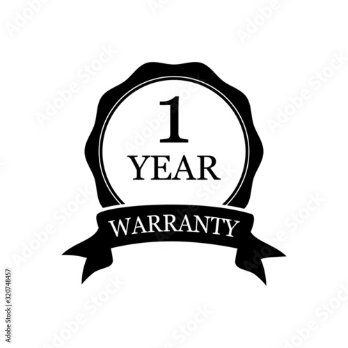 1 year warranty sign on white background for banner, label, sticker