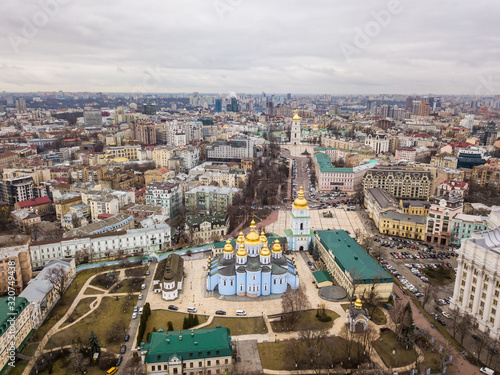 Aerial drone view. St. Michael's Cathedral in Kiev. © Sergey