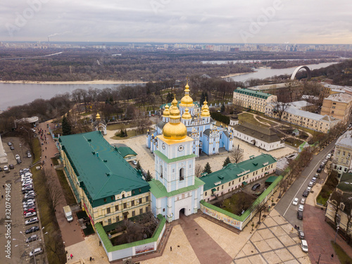 Fototapeta Naklejka Na Ścianę i Meble -  Aerial drone view. St. Michael's Cathedral in Kiev.