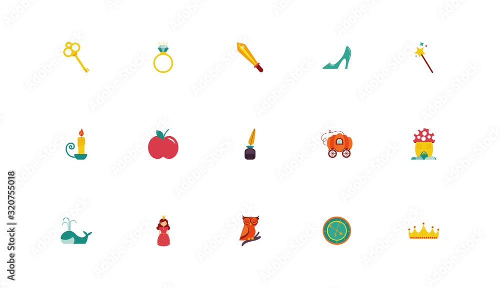 bundle of fairytales set icons bundle of fairytales set icons