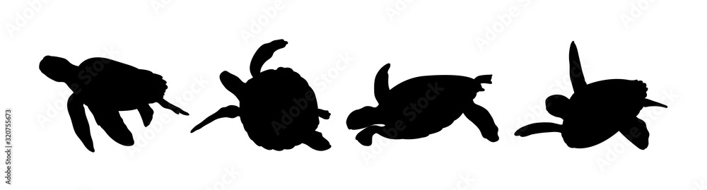 Green sea turtle silhouette 03. Good use for symbol, logo, web icon ...