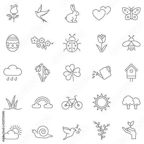 Spring line icon set. Vector illustration