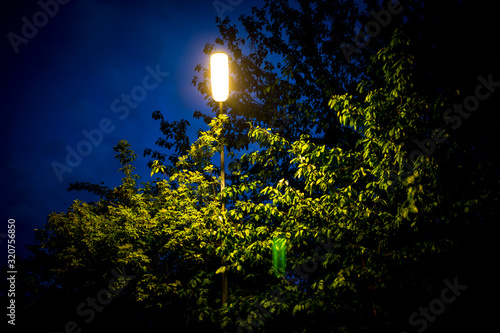 A lightpole at night