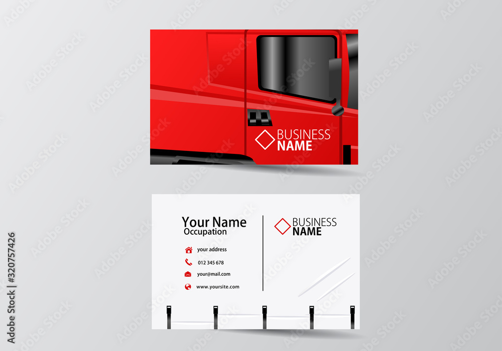 Truck business card. visiting card template two sides Stock Vector