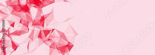 Red abstract polygonal space with connecting dots and lines. Dark background. Connection structure. Vector Illustration