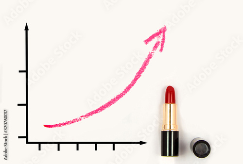 Chart drawn by lipstick. Graph of a growing business.