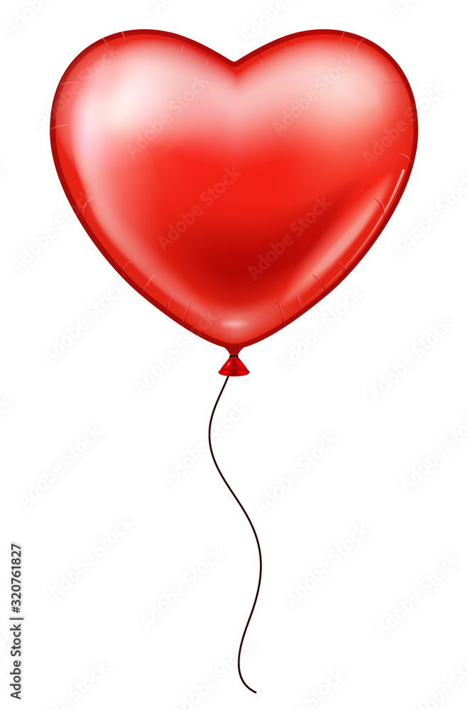 Red Heart Balloon. Happy Valentine's day. Vector illustration