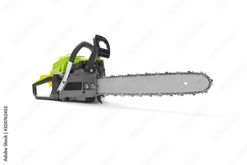 Chainsaw on white background, including clipping path