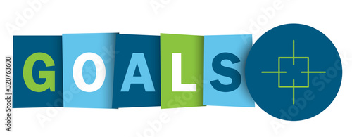 GOALS colorful vector typography banner with target symbol