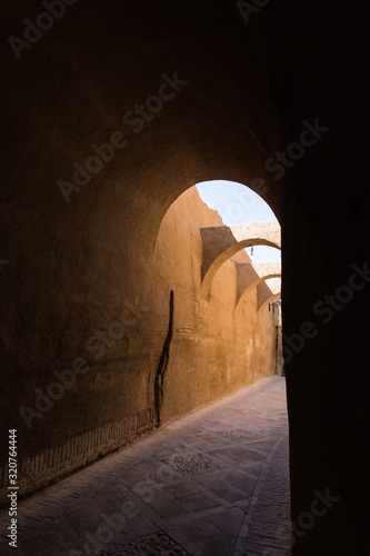 street in ancient percian city Yazd, situated in dessert, one of UNESCO world heritage sites, Iran