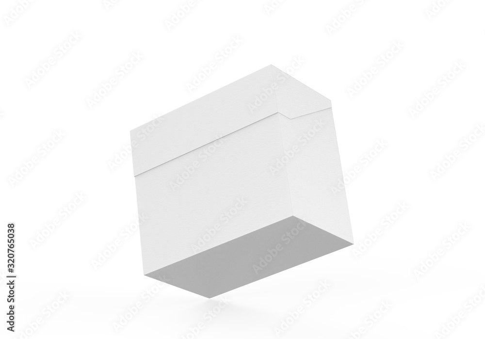 White rectangular box on isolated white background, closed white tea box mockup, 3d illustration White rectangular box on isolated white background, closed white tea box mockup, 3d illustration