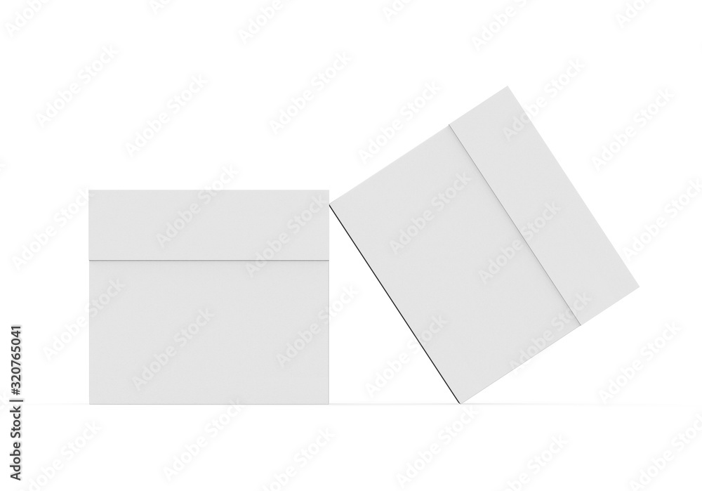 White rectangular box on isolated white background, closed white tea box mockup, 3d illustration White rectangular box on isolated white background, closed white tea box mockup, 3d illustration