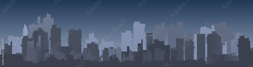 Banner city landscape of silhouettes