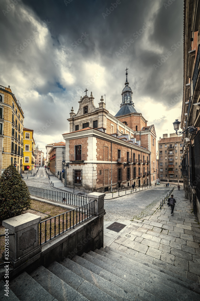 Fuerzas Armadas cathedral in Madrid under a dramatic sky