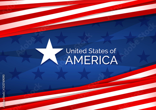 Star with USA flag patriotic concept vector illustration. United States of America flag abstract concept with red and blue and white colors background for banner or A4 cover